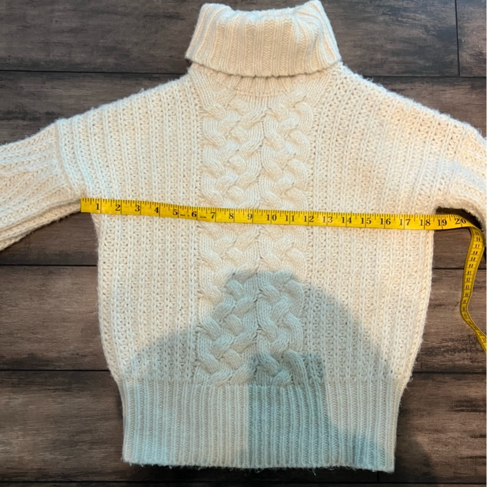 Cozy Cream Cable Knit Turtleneck Sweater Twik by Simons - Picture 4 of 6